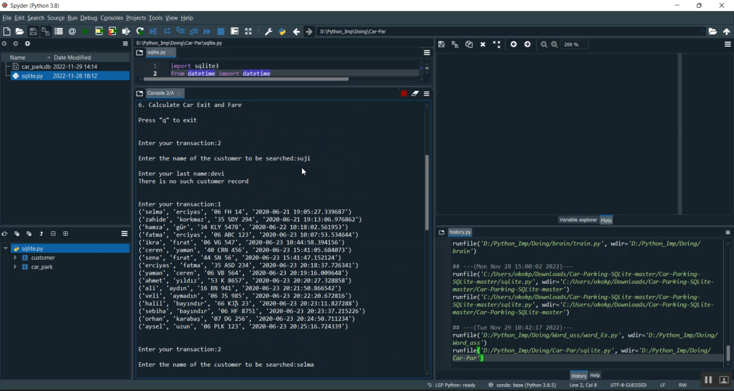Car Parking Simple Management in Python Projects