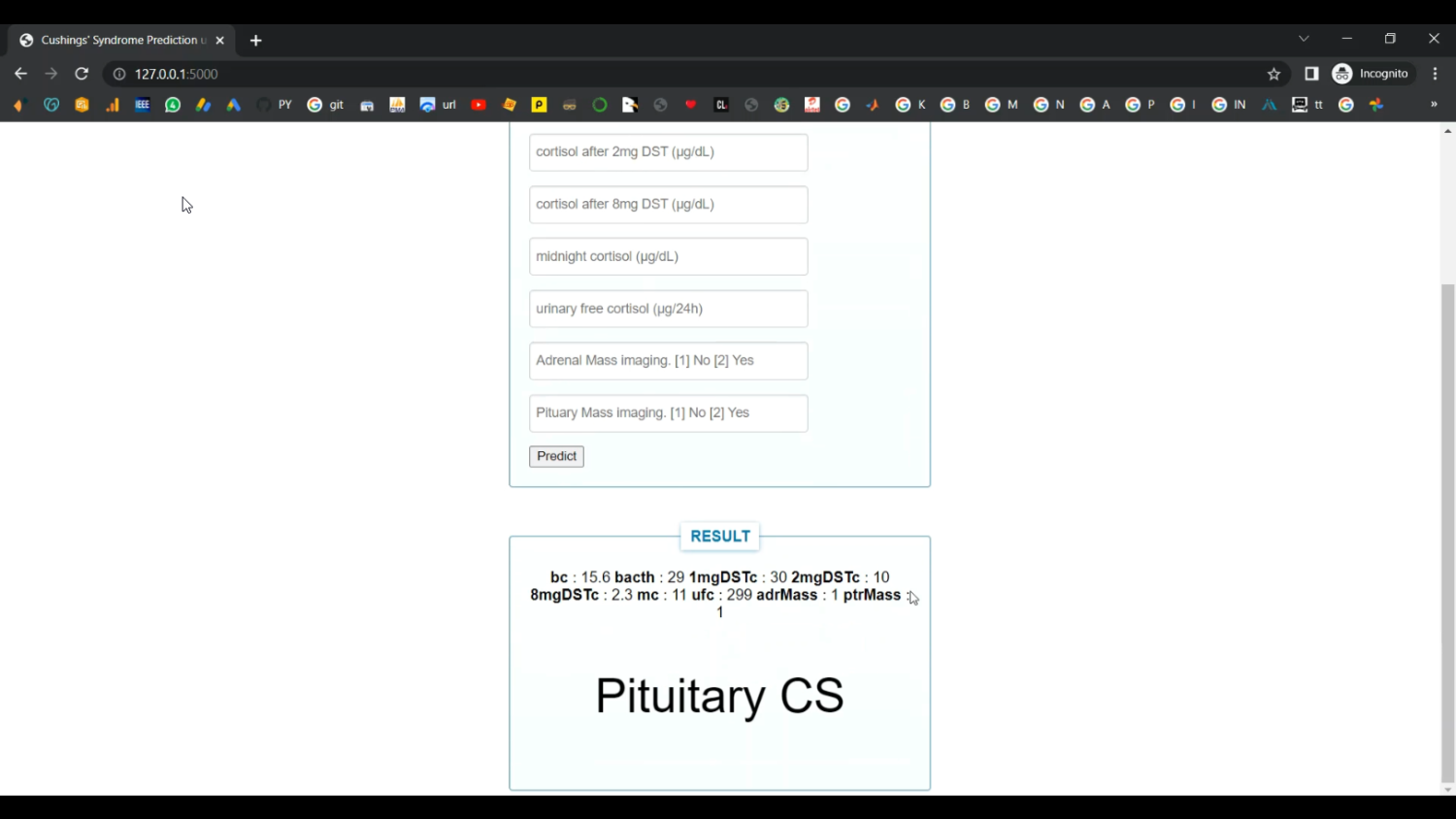 Cushing Syndrome Flask App in Python Projects
