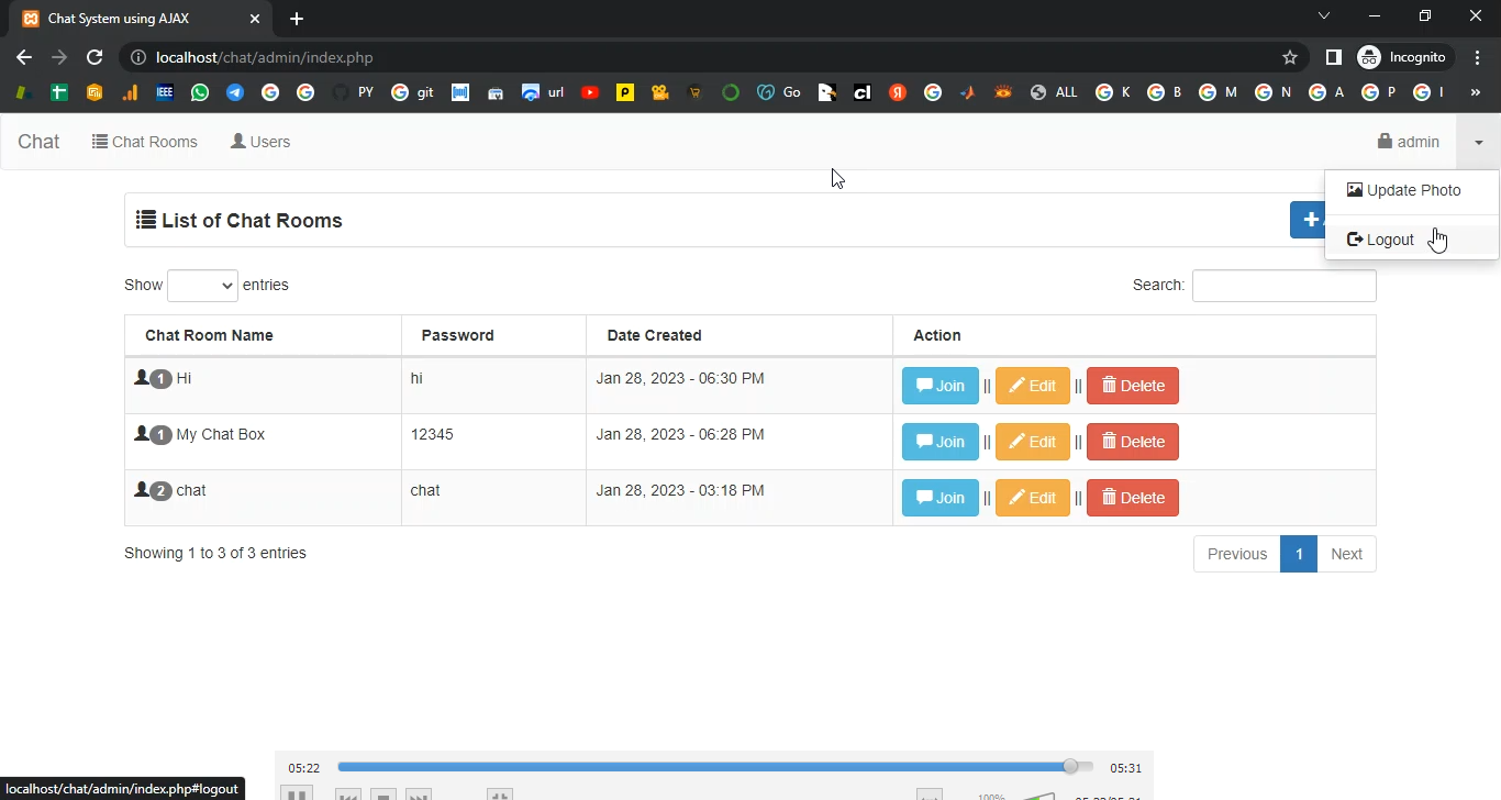 Lobby Chat Rooms Information System in PHP Application Projects