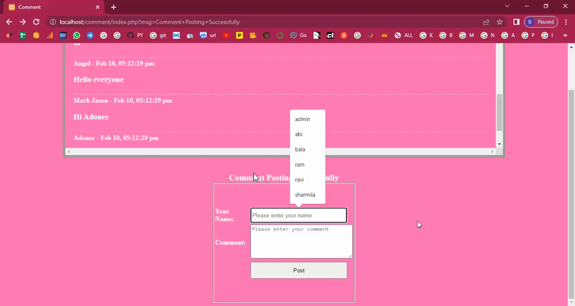Comment Posting in PHP Application Projects