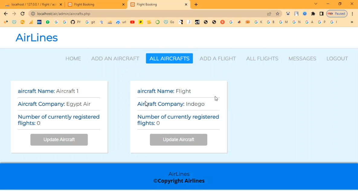 Airline Reservation System in PHP Application Projects