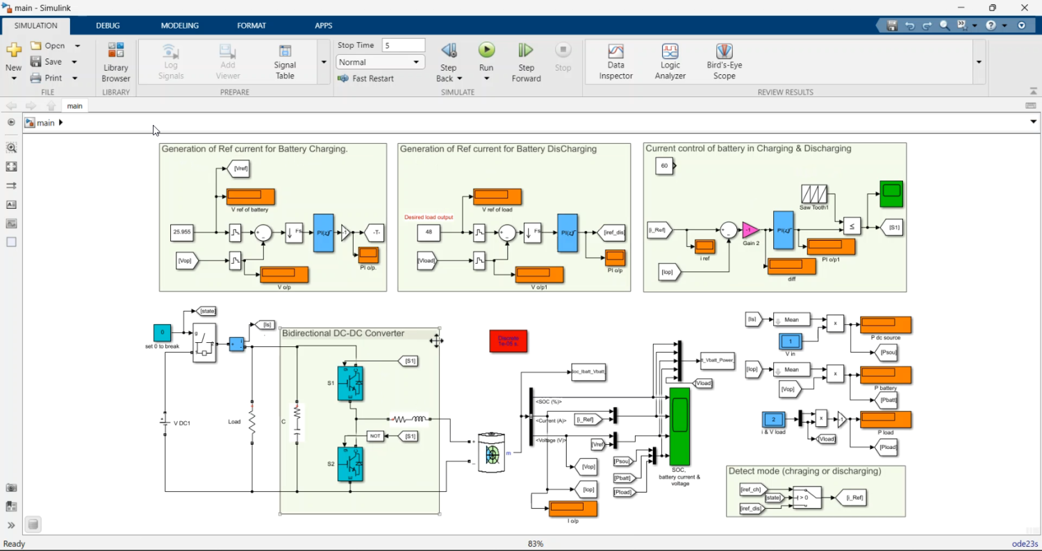 Battery Charge discharge from DC Source Bi Directional DC Convert