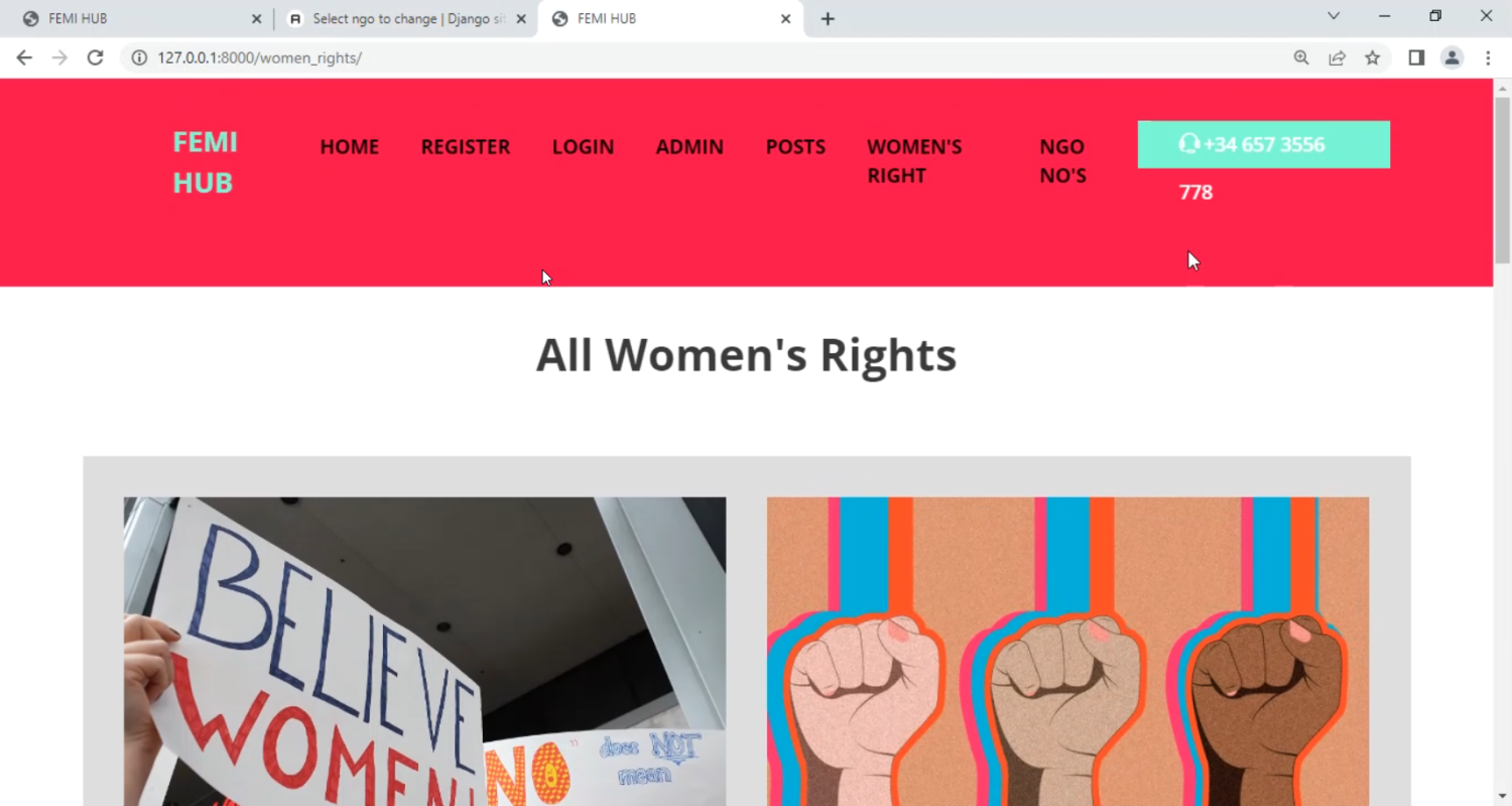 Femi Hub For Women's safety in Django Python