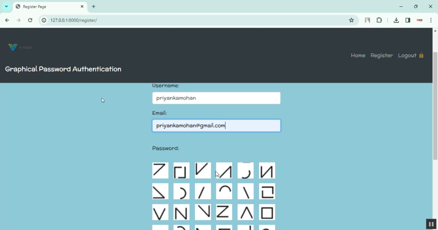 Grapical Password in Django Python